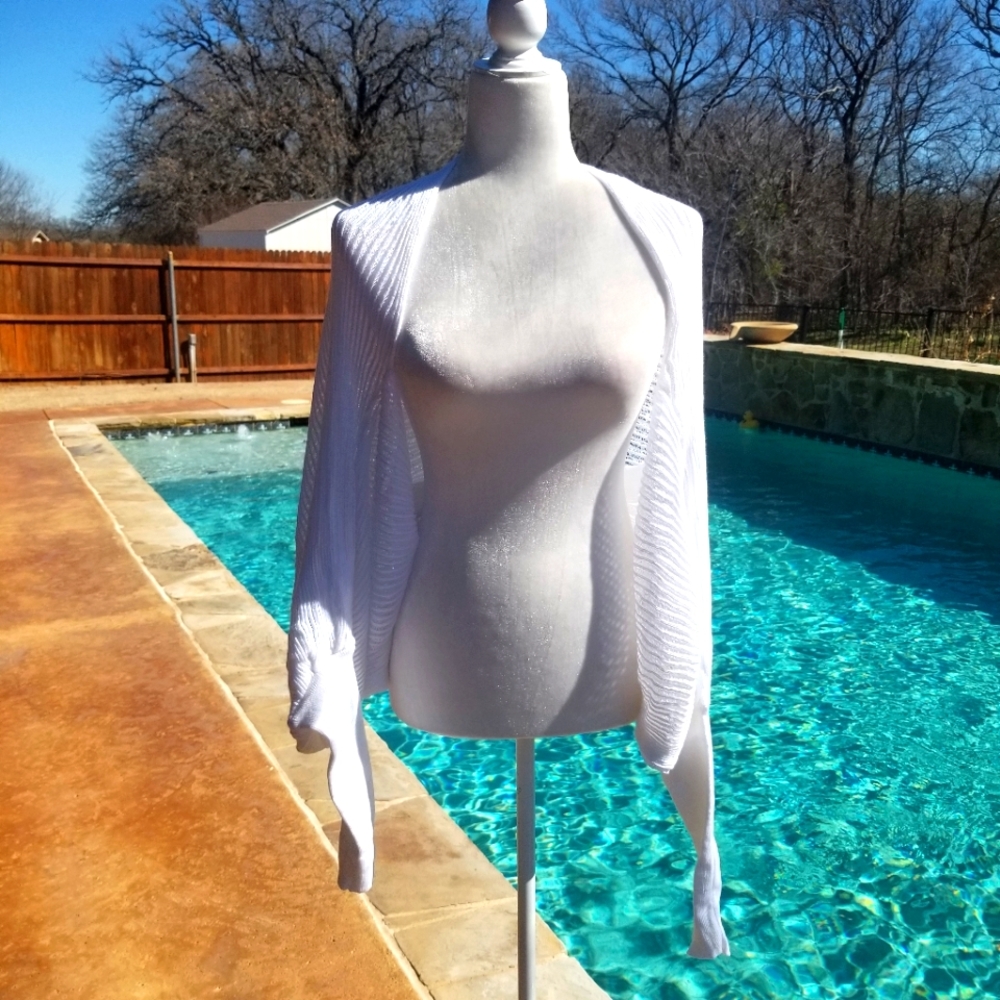 White Women's Open-Front Shrug Bolero